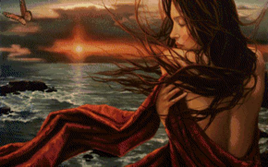 на закате - девушка - предпросмотр