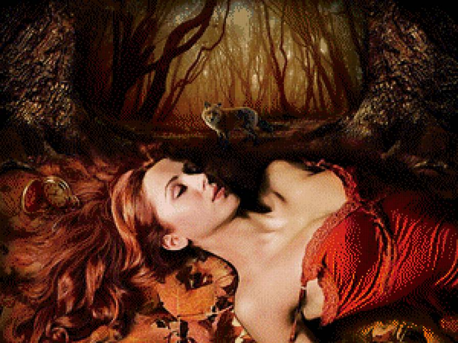 Спящая девушка в лесу. - сказка, лес, девушка - предпросмотр