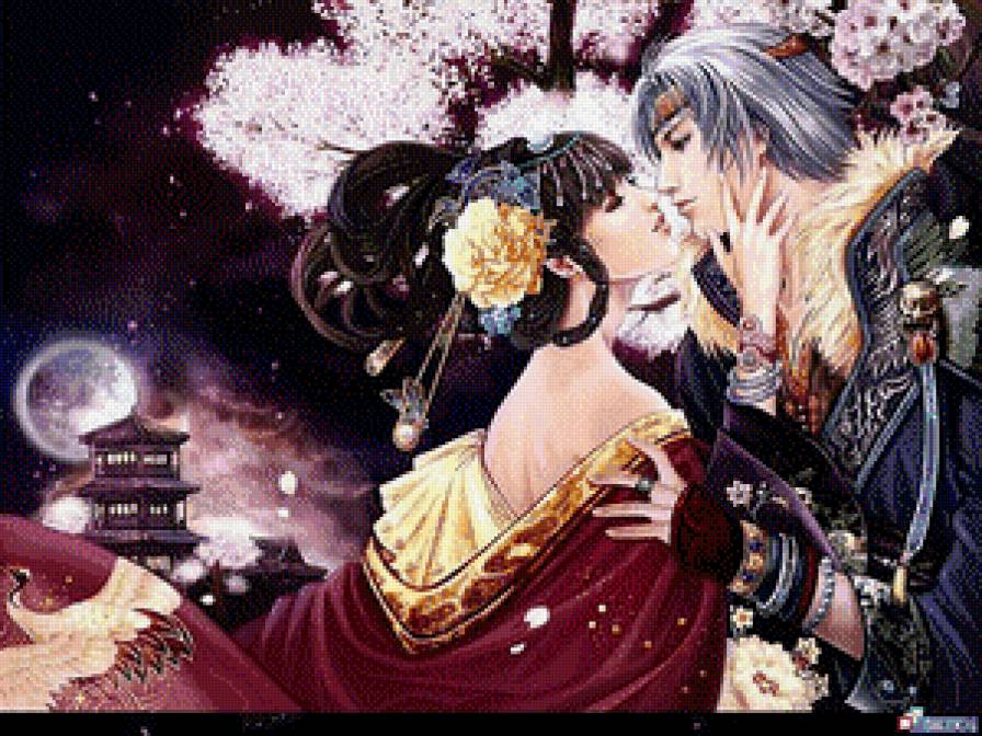 Поцелуй - поцелуй, влюбленные, фэнтези, азия - предпросмотр