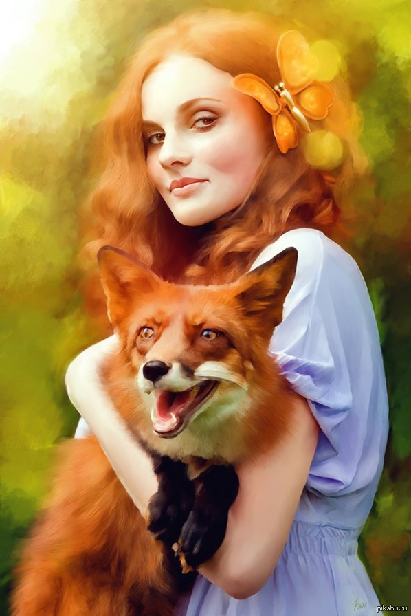 девушка с лисой - оригинал