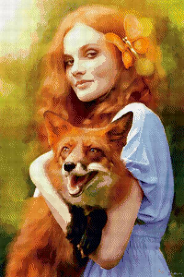 девушка с лисой - предпросмотр