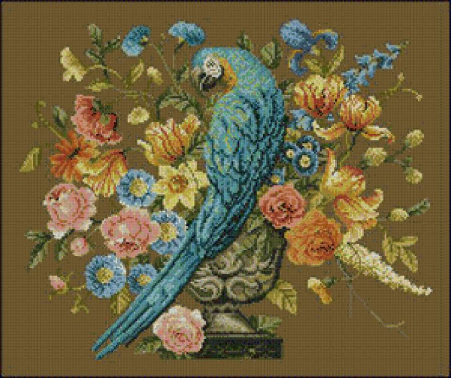 дуэт - птицы, цветы - предпросмотр