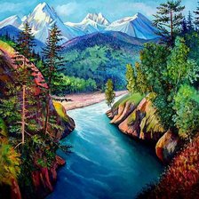 Схема вышивки «горный пейзаж»