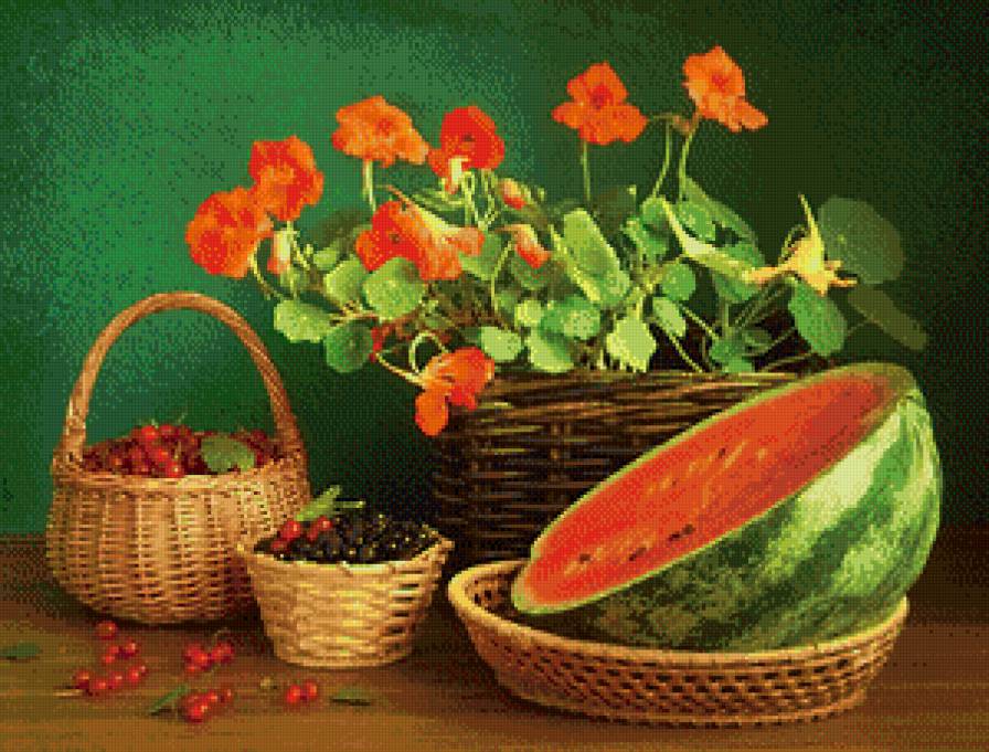 №768918 - арбуз. смородина. цветы. - предпросмотр