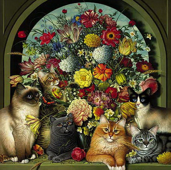 цветы - цветы, животные, кошки - оригинал