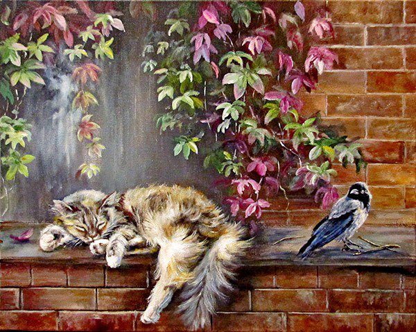 пока кот спит... - животные, птицы, кошки - оригинал