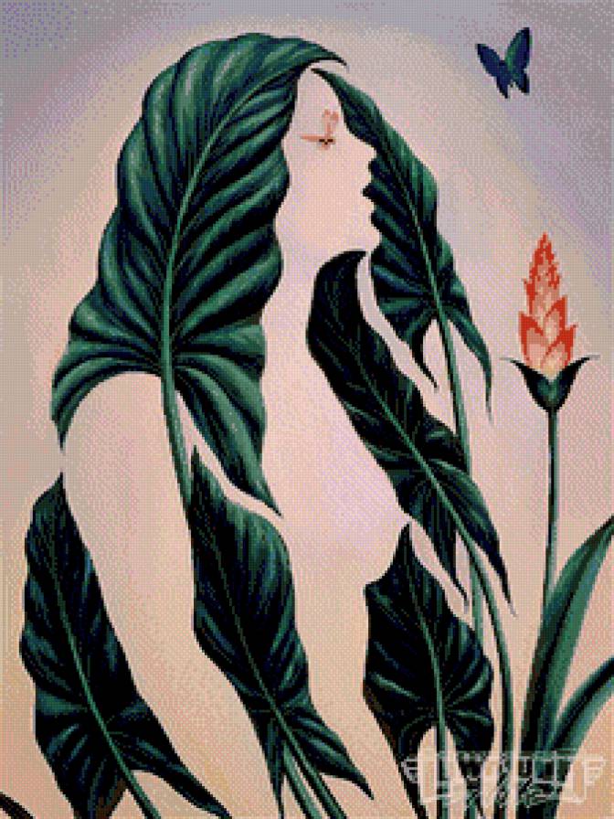 Иллюзия цветов 4 - букет, дева, женщина, девушка, кала, цветы, растения, иллюзия - предпросмотр