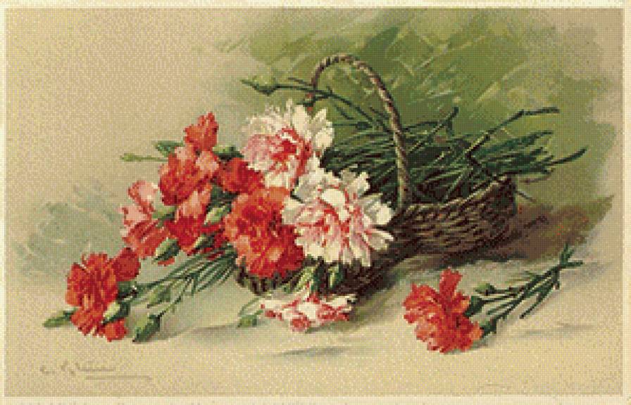 серия "корзины" - корзина.цветы.гвоздики - предпросмотр