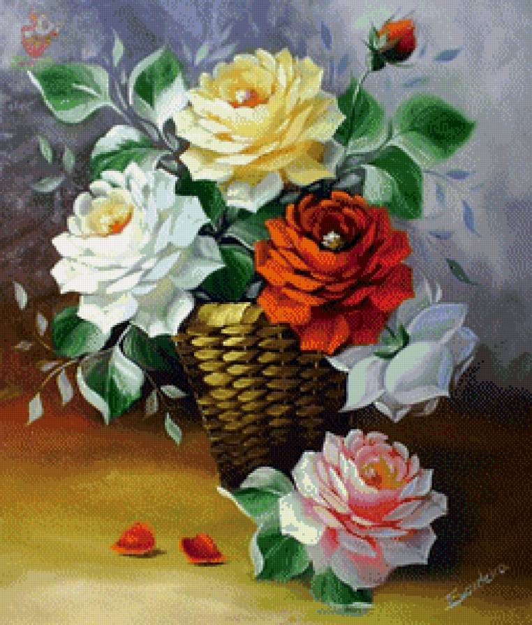 серия "корзины" - корзина.цветы.розы - предпросмотр