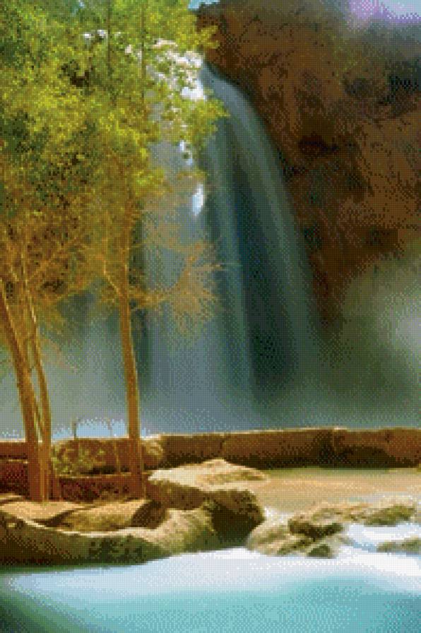 водопад в горах - водопад, горы - предпросмотр