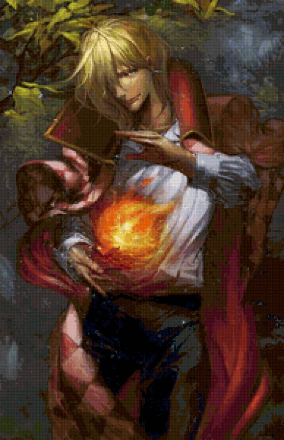 Хаул - аниме, маг, волшебник, ходячий замог, хаул, парень, огонь - предпросмотр