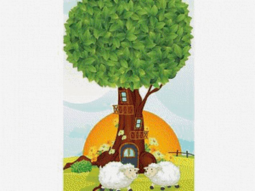 Год овечки - пейзаж, новый год, овечка - предпросмотр