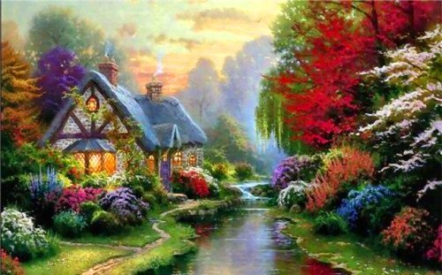 сказочный пейзаж - дом, пейзаж, природа - оригинал