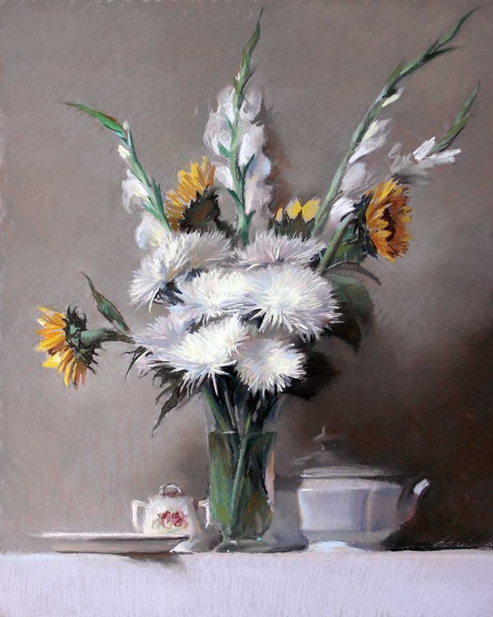 Натюрморт - живопись, натюрморт, панно, рисунок, цветы, картина, букет - оригинал