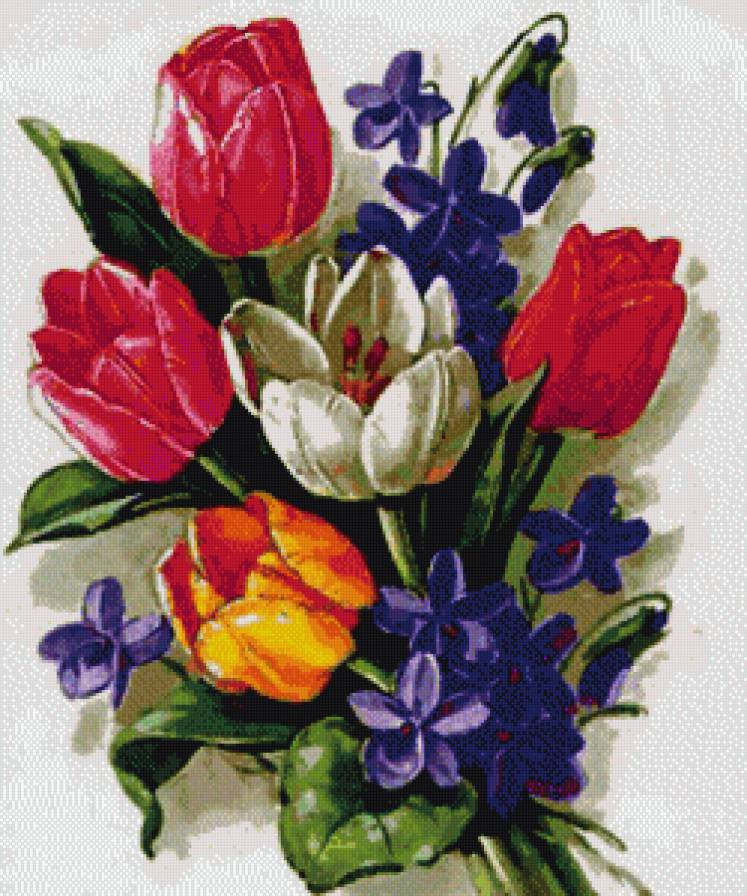 серия "цветы" - цветы.тюльпаны.фиалки - предпросмотр