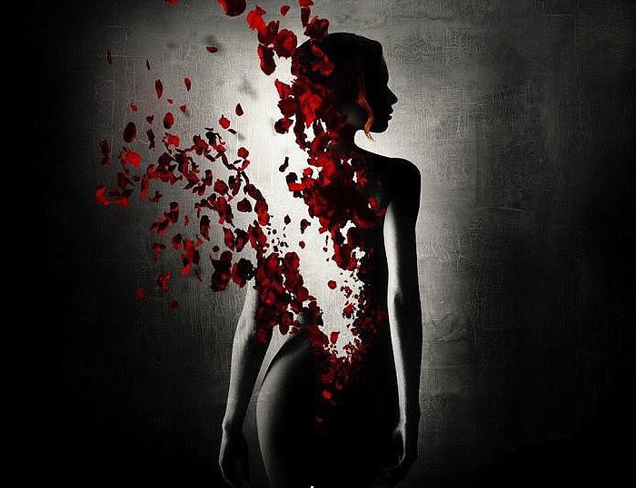 дева - монохром, девушка - оригинал