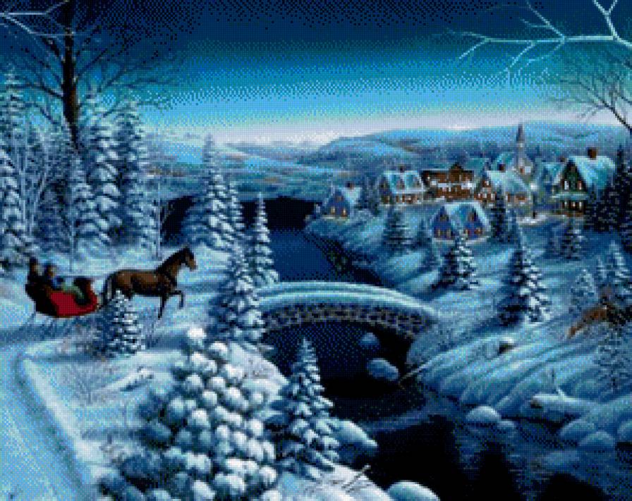 домой - пара, зима, природа, картина, пейзаж, дом - предпросмотр