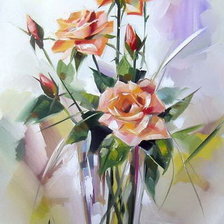 Оригинал схемы вышивки «картина-роза в вазе» (№771741)