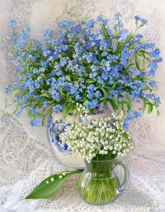 серия "букеты" - цветы.букеты.незабудки.ландыши - оригинал