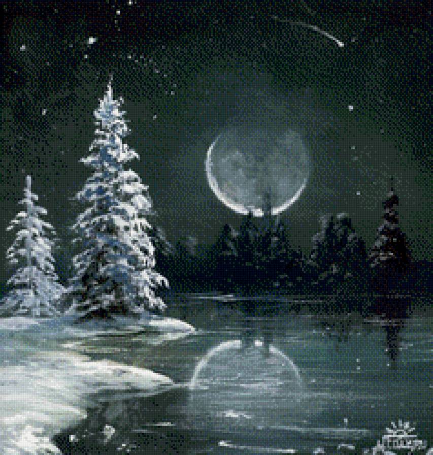 Лунная ночь (Стас Побытов) - зима, луна, ночь - предпросмотр