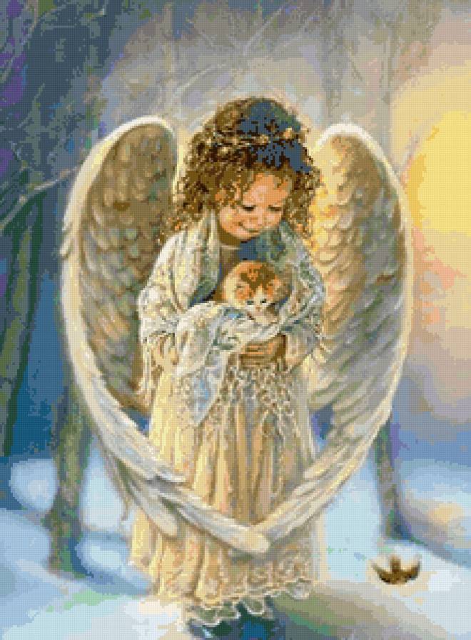Angel con un gatito - angel - предпросмотр
