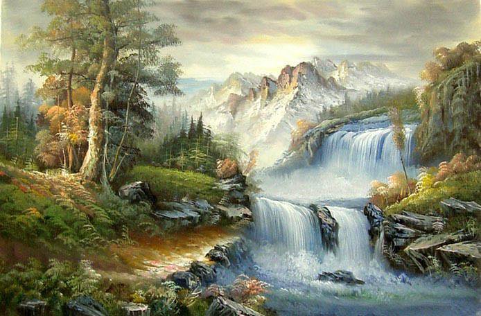 водопад - лес, пейзаж, водопад, природа, река - оригинал