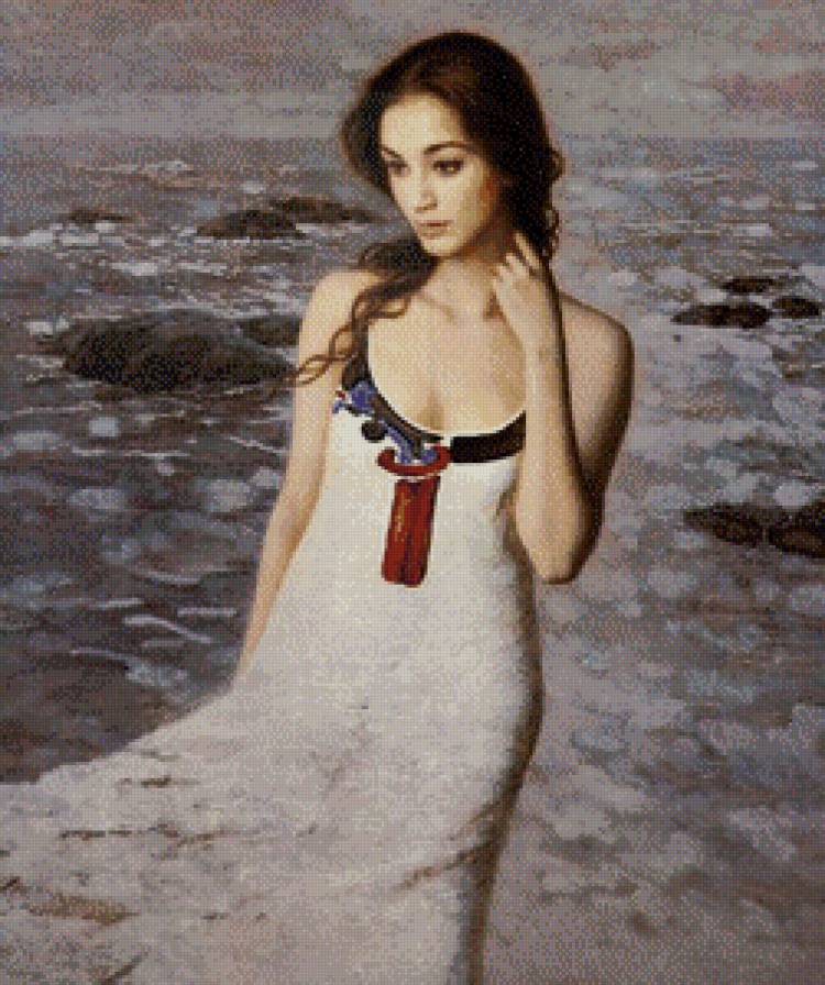 Прекрасная азиатка - портрет, лица, картина, живопись азии - предпросмотр