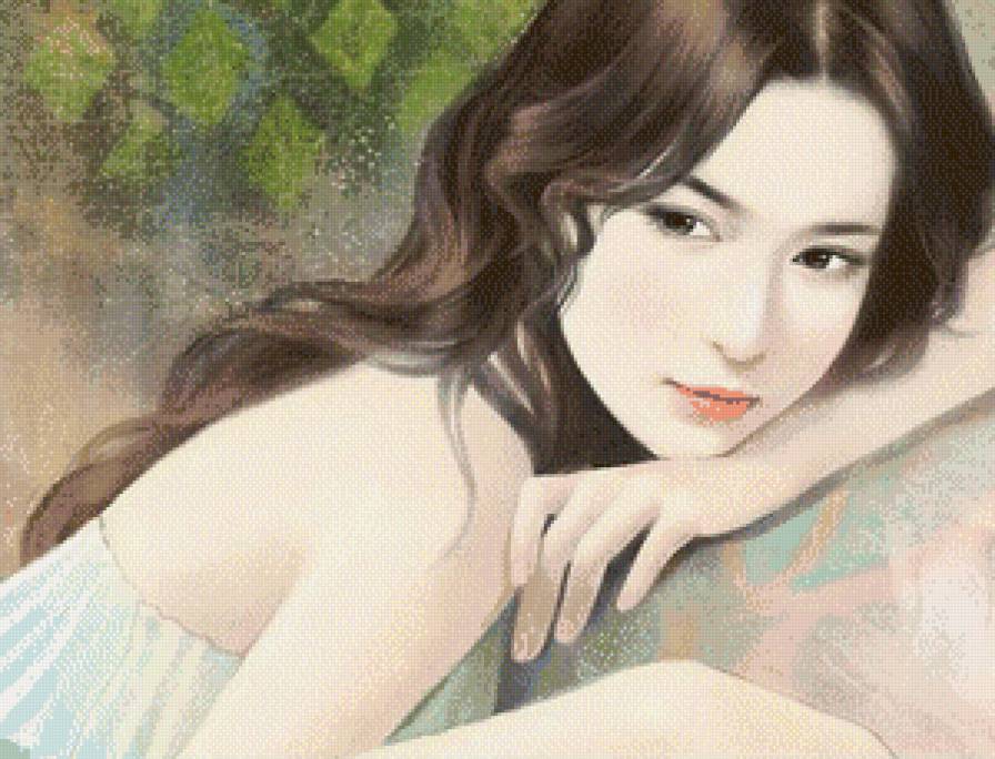 №773907 - лица, портрет, девушка, картина, живопись азии - предпросмотр