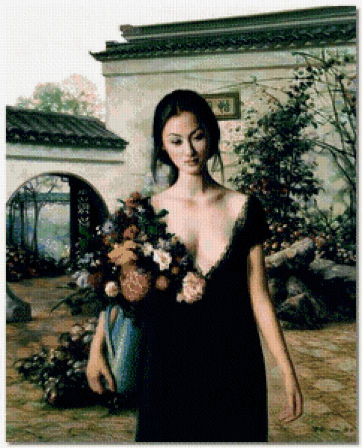 №774082 - лица, живопись азии, картина, девушка, портрет - предпросмотр