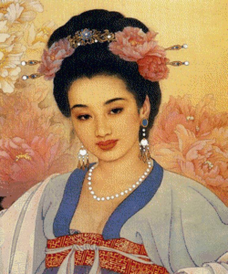 Китаянка - портрет, лица, живопись азии, картина, девушка - предпросмотр