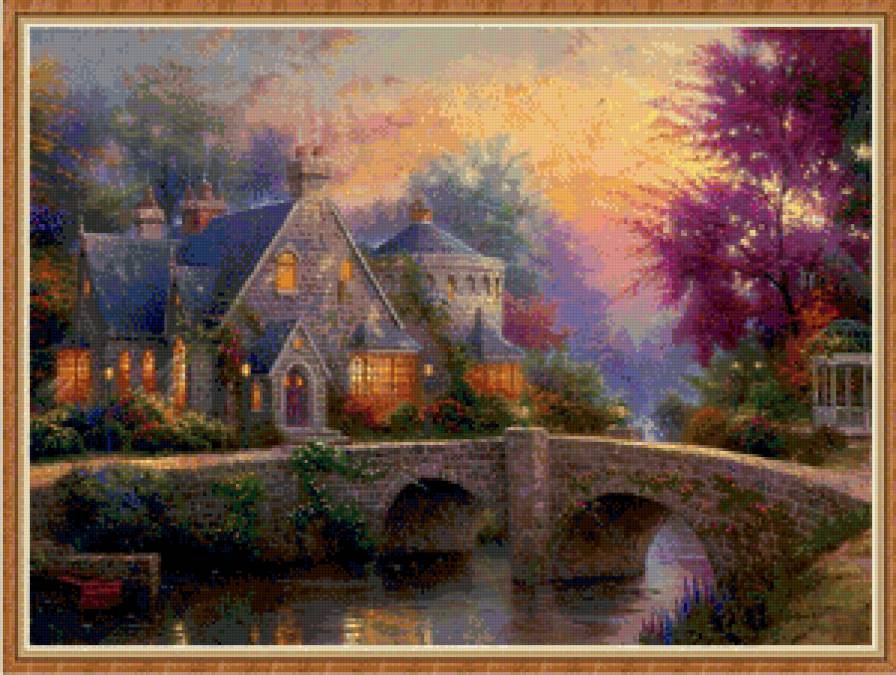 Домик у речки - домик, пейзаж, природа - предпросмотр