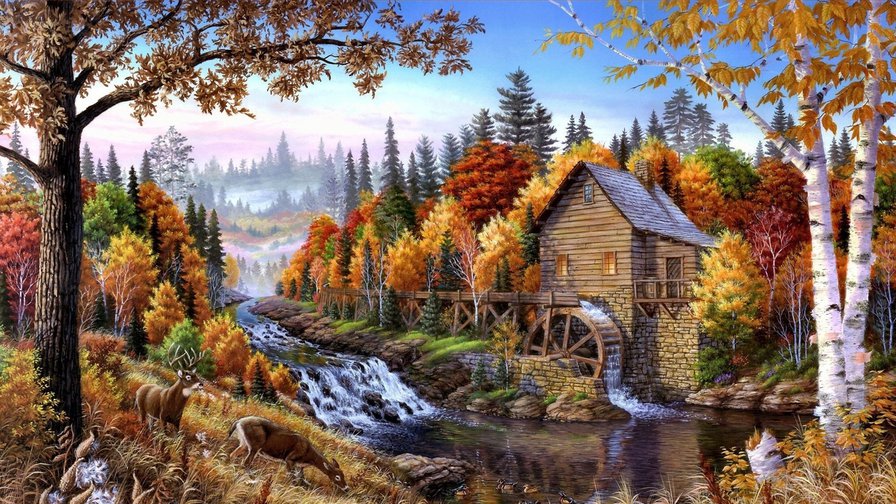 старая мельница - лес, природа - оригинал