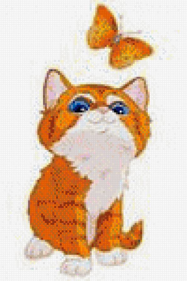 кошечка с бабочкой - кошки - предпросмотр