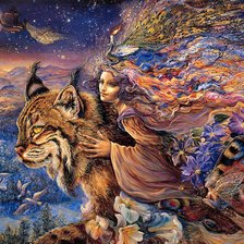 Схема вышивки «девушка и рысь»