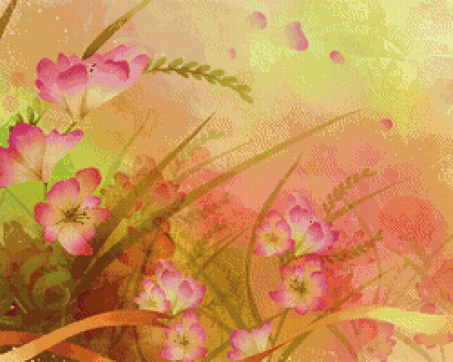 лето - цветы, картина, поляна, пейзаж - предпросмотр