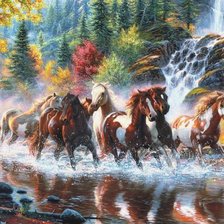 Схема вышивки «бегущие лошади»