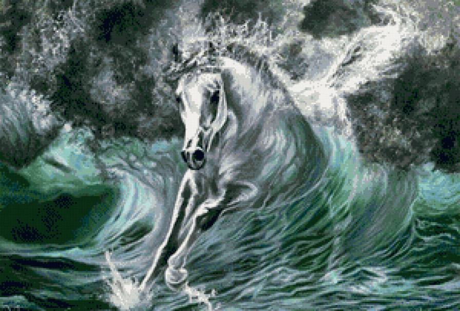 красивая картина - животные, лошадь, картина - предпросмотр