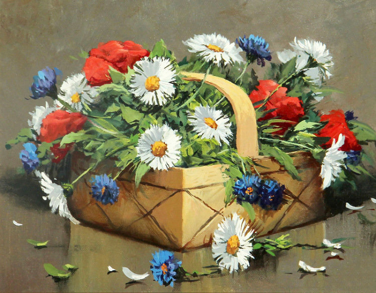 Корзинка с цветами - цветы - оригинал