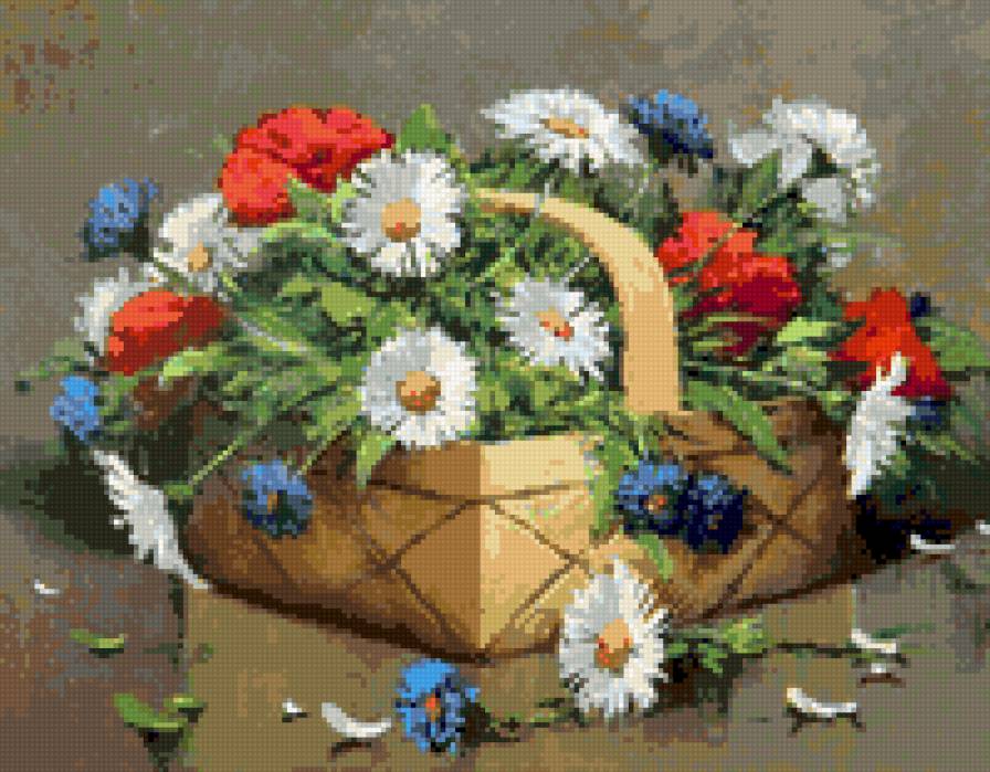 Корзинка с цветами - цветы - предпросмотр