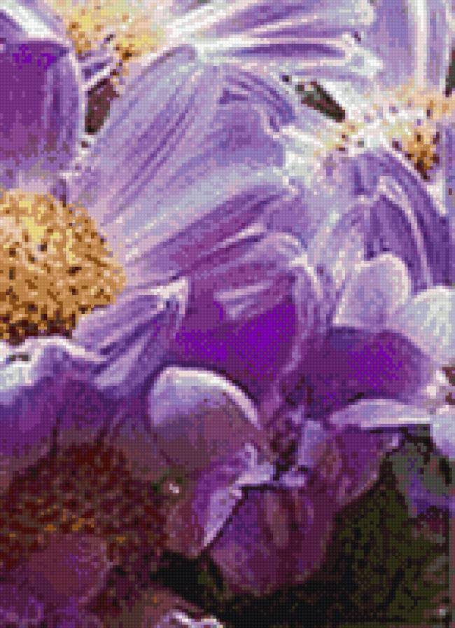 Цветы Фиолет триптих 3 - предпросмотр