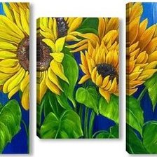 триптих подсолнухи