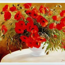 Схема вышивки «Маки в вазе»