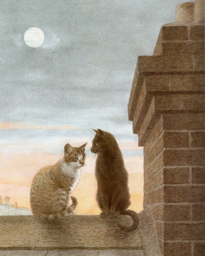 коты на крыше - кошки - оригинал
