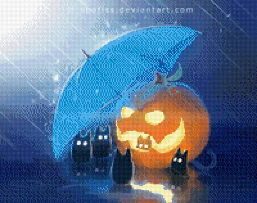 Хеллоуин - тыква, хеллоуин, кошки - предпросмотр