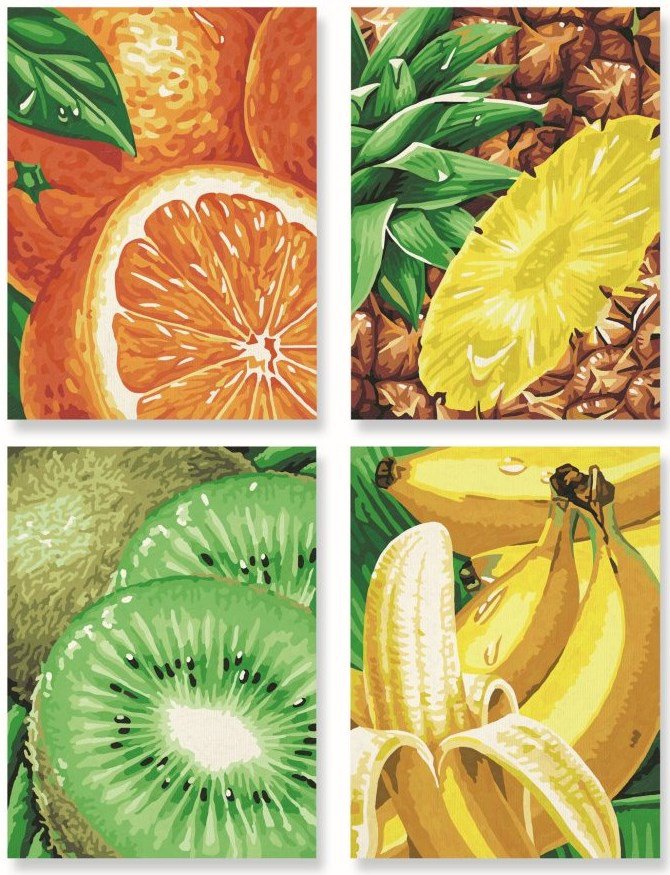 Панно из фруктов - ананас, банан, апельсин, киви, фрукты - оригинал