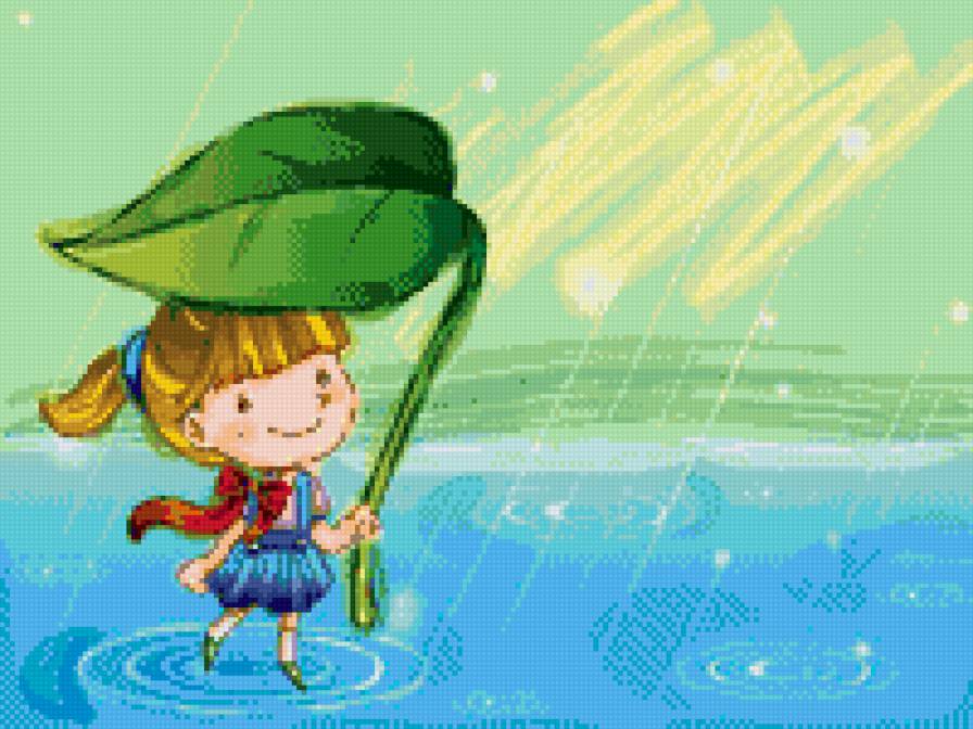 дождик - листок, дождь, девочка, детям, солнце - предпросмотр
