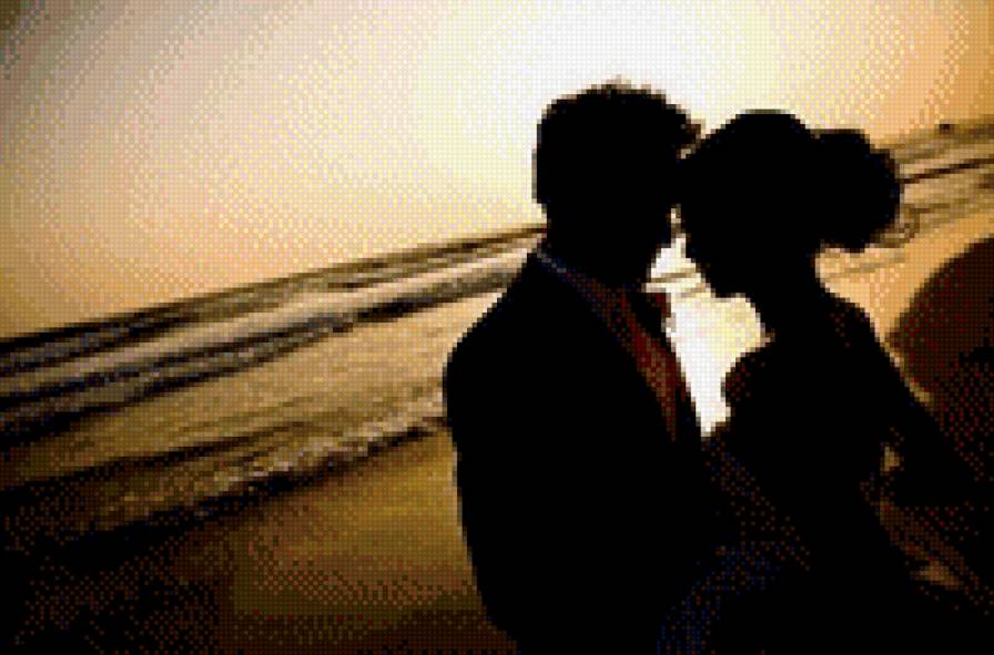 Молодожены - влюбленные, пара, любовь, море, люди, закат - предпросмотр