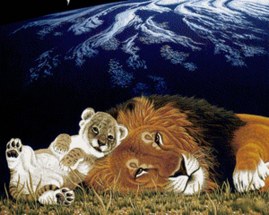 Животные фэнтези - львы, кошка, животные, хищник - предпросмотр