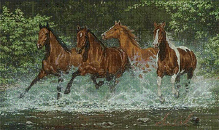 лошади - картина, животные, лошадь - предпросмотр