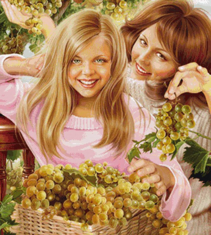 вот это урожай - виноград, женщина, девочка - предпросмотр